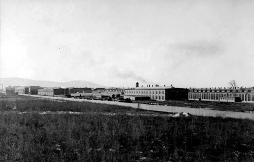 Photo of railway yards and structures